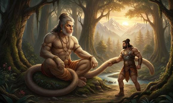 जब भीम ने समझा खुद को सबसे शक्तिशाली, हनुमान जी की पूंछ ने तोड़ दिया सारा घमंड, हनुमान जी से भीम की मुलाकात की कहानी